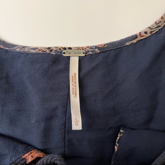 Free People Lucky Loosey Swing Dress Indigo Combo Size Large - Picture 5 of 16